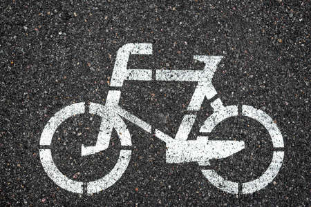 Icon of bicycle paths on asphaltの写真素材