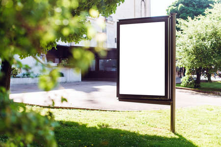 Blank mock up of vertical street poster billboardの写真素材