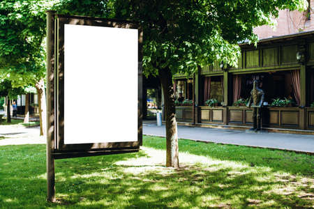 Park white billboard, placed in the square.の写真素材