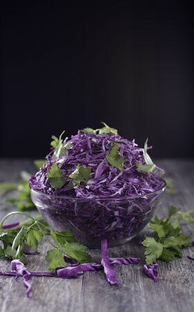 Organic Food. Red cabbage salad with herbs.の写真素材