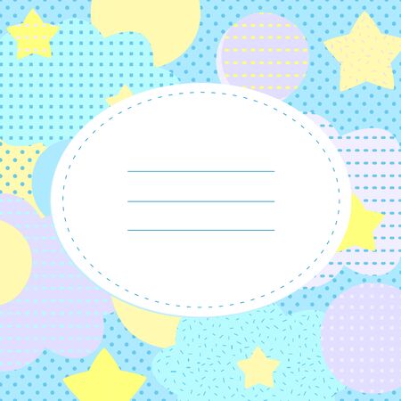 Stylish greeting card with stars, polka dots and cloudlets.のイラスト素材