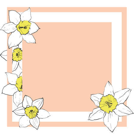 Minimalistic Frame. Pink and yellow colorsのイラスト素材