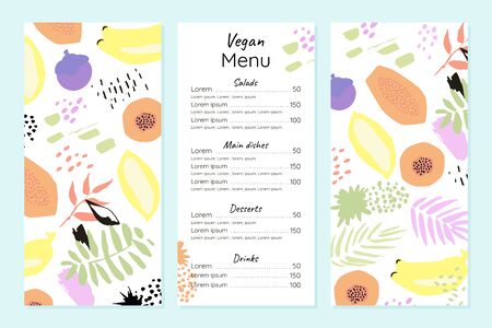 Fruits and plants in hand drawn styleのイラスト素材