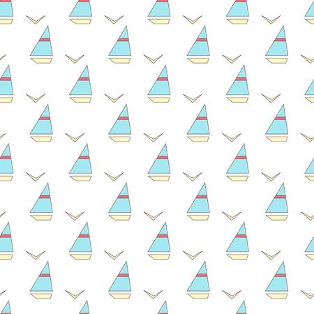 Seamless vector pattern with yacht and seagullの写真素材