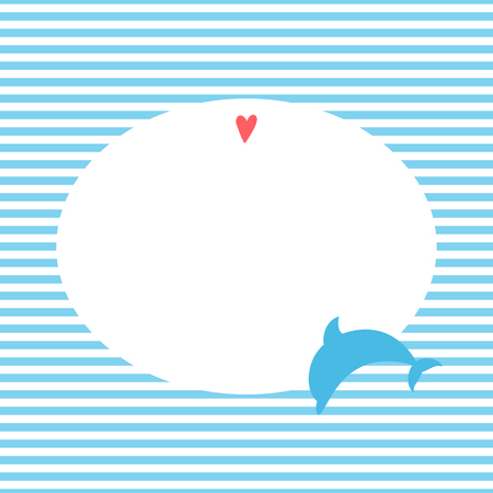 Greeting card with a dolphin in a marine style.のイラスト素材