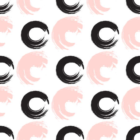 Abstract ink circles seamless vector pattern.