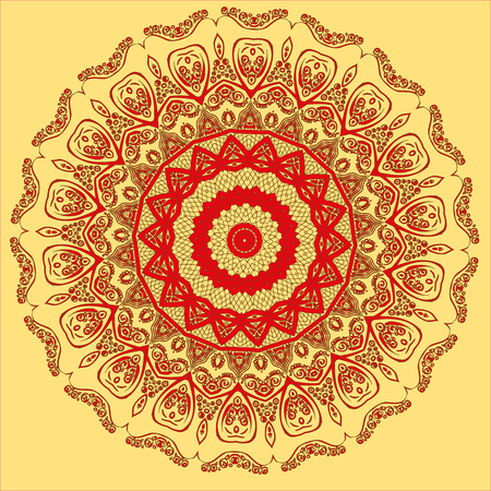 Flourish tiled floral geometric seamless pattern. Abstract oriental background. Wonderland ornament motives of the paintings of arabic mandala. Aribic fabric pattern.のイラスト素材