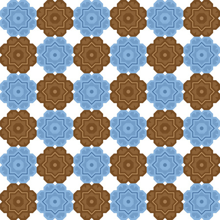 Infinite ornament. Seamless color vector pattern brown and blueのイラスト素材