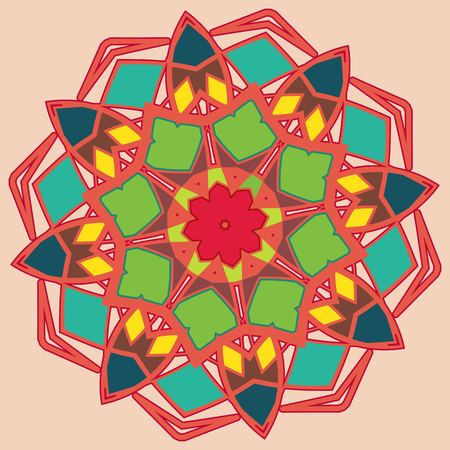 Colorful Mandala. Ethnic tribal ornaments. Geometric and floral motifs.のイラスト素材