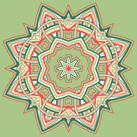 Colorful Mandala. Ethnic tribal ornaments. Geometric and floral motifs.のイラスト素材