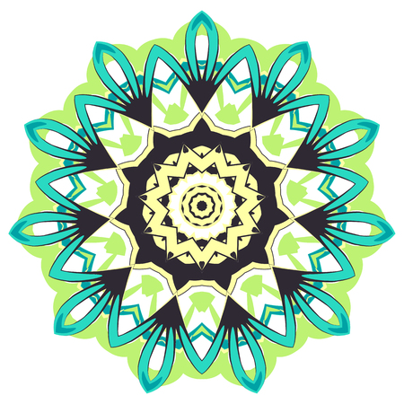 Colorful Mandala. Ethnic tribal ornaments. Geometric and floral motifs.のイラスト素材