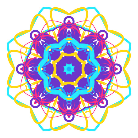 Colorful Mandala. Ethnic tribal ornaments. Geometric and floral motifs.のイラスト素材