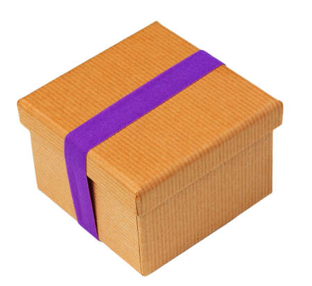 Brown Box With Purple Band on White Isolated background