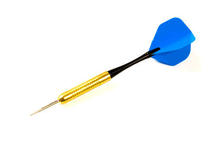 Playing Dart with blue flight on white background.の写真素材