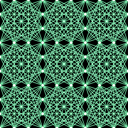 Intricate repeating square matrix pattern of neon lines on black background - seamless editable repeating vector background wallpaper (manual - no "effects")のイラスト素材