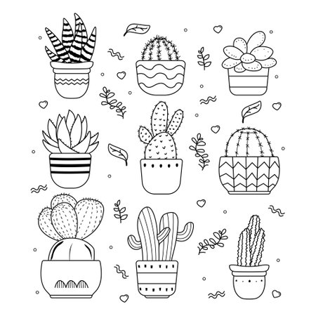 Hand drawn cactus doodleのイラスト素材