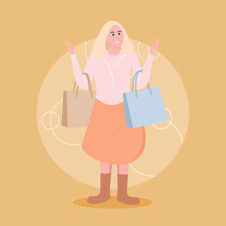Shopping Woman for ecommerce and Social mediaのイラスト素材