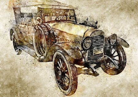 Classic Car Vintage Wall Artの写真素材