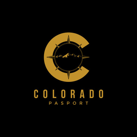 colorado mountain illustration logo design with letter Cのイラスト素材