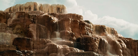 Travertine terraces at Mammoth Hot Springs, Yellowstone National Park