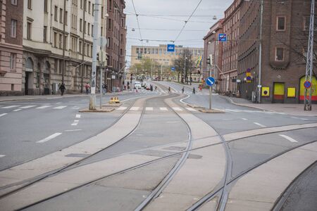 Tram Tracks in Helsinki, Finland