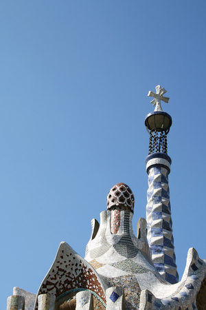 The roof of a gingerbread house in the Park Guellのeditorial素材