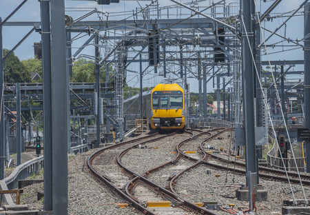 SYDNEY,AUSTRALIA  : A 'Waratah' train approaches Central Station with a local service.のeditorial素材