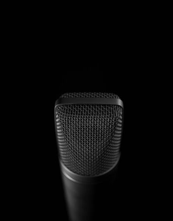 Looking down and isolated microphone.の写真素材