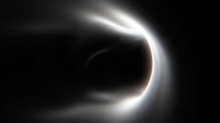 An abstract background formation of black and white glowing fractal over black background.の写真素材