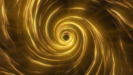 An abstract twisting golden tunnel background with light rays shining.の写真素材