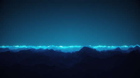 A wide angle view looking down a long straight asphalt road towards a mountain range on a clear afternoon.の写真素材