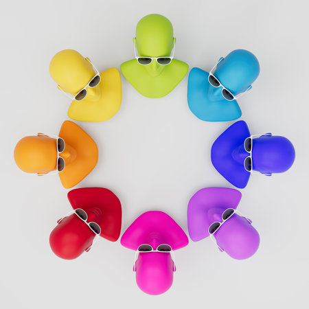 Group of people in a circle. 3d render. Teamwork concept