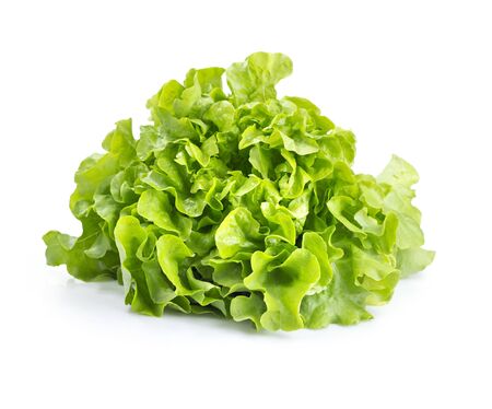 fresh green salad isolated on whiteの写真素材