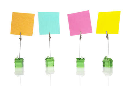 home shaped note holders, clipping paths includedの写真素材