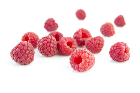 raspberries on white