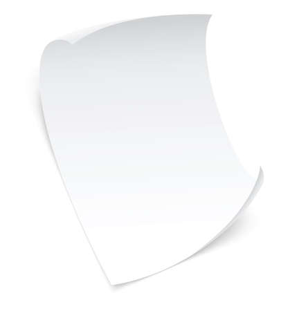 blank sheet of curled paper, transparent shadow, vector illustrationのイラスト素材
