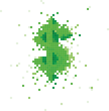 creation or destruction of dollar symbol made of pixelsのイラスト素材