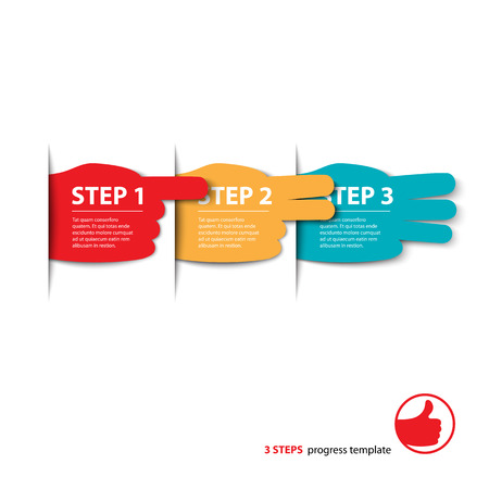 three steps fingers progress vectorのイラスト素材