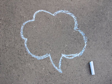 chalk painting speech bubble on the streetの写真素材