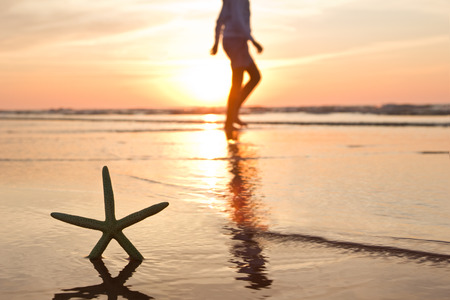 walking along the sea coastの写真素材