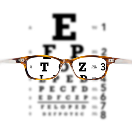 glasses against eye chartの写真素材
