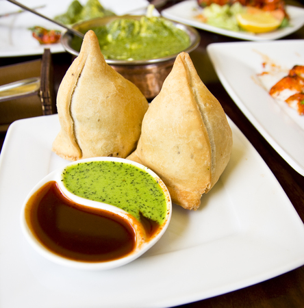 Indian samosa real shot at indian restaurant