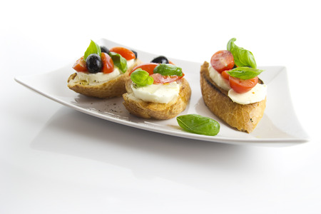 bruschetta over white background