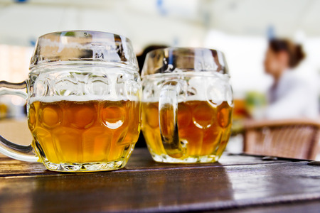 beer mugs outdoors