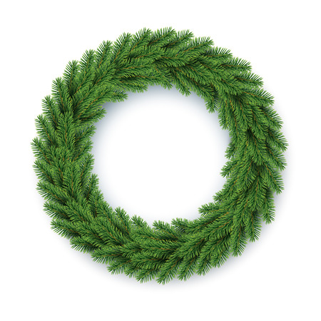 vector green Christmas wreathのイラスト素材
