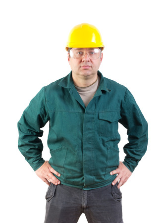 serious worker portrait, clipping path includedの写真素材