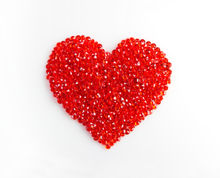 heart shape made of red crystals