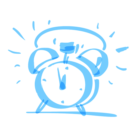 Handrawn marker alarm clock, vector illustration.のイラスト素材