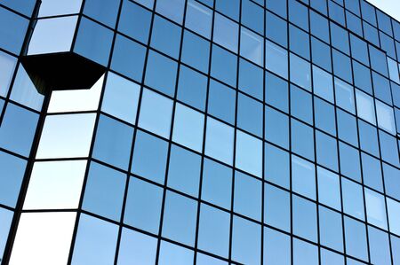 Blue windows of a modern office building