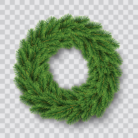 vector green Christmas wreathのイラスト素材